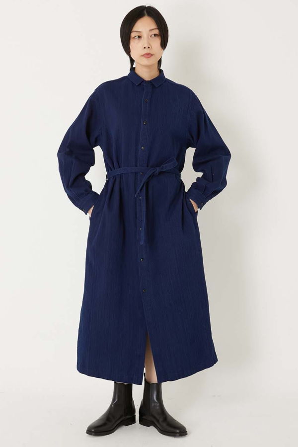 Blue Blue Japan Kasezome Sashiko Shirt Dress