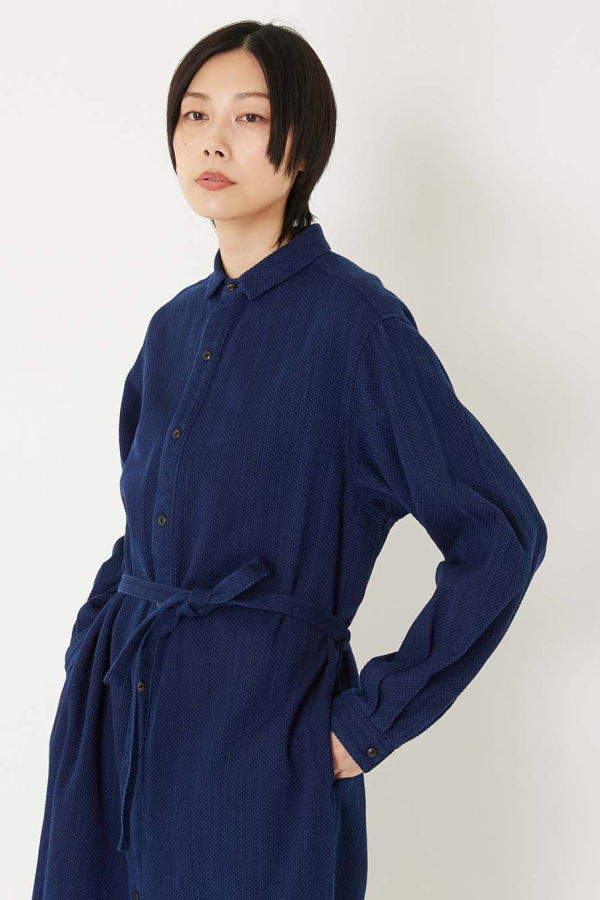 Blue Blue Japan Kasezome Sashiko Shirt Dress