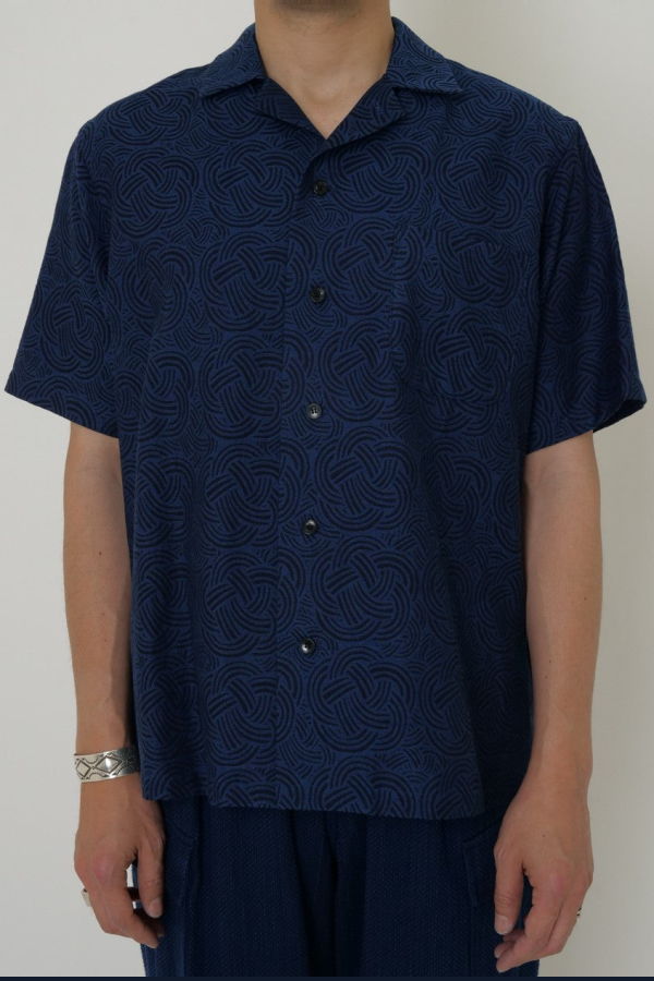 Blue Blue Japan Woven Indigo Mizuhiki Jacquard Shirt