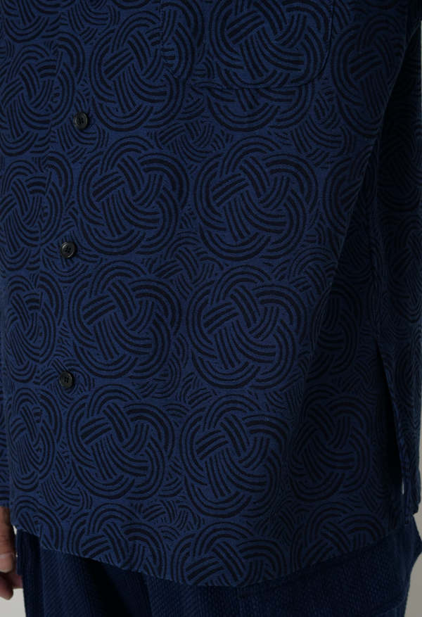 Blue Blue Japan Woven Indigo Mizuhiki Jacquard Shirt