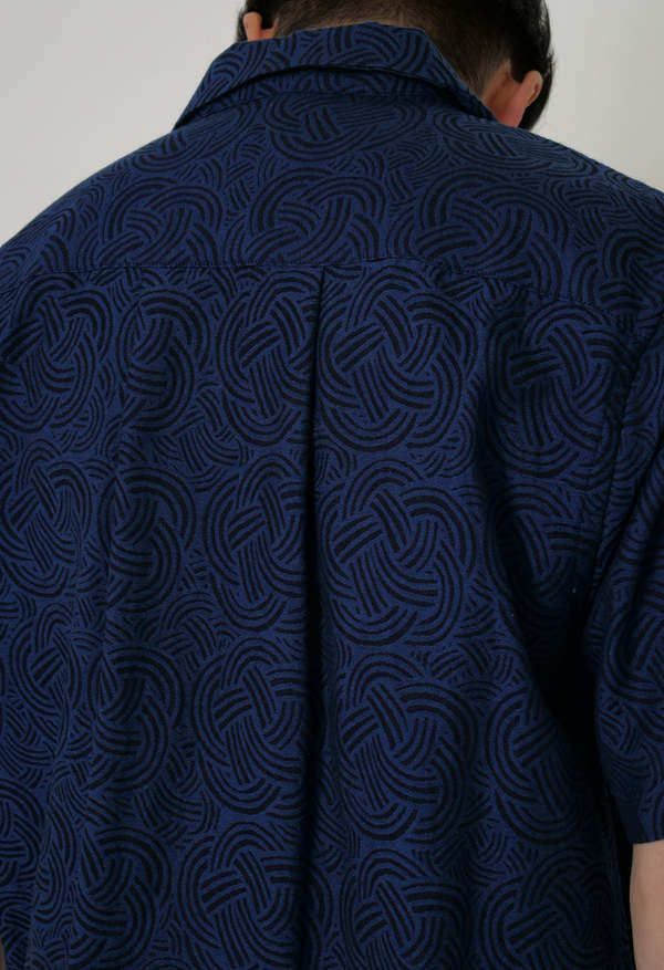 Blue Blue Japan Woven Indigo Mizuhiki Jacquard Shirt
