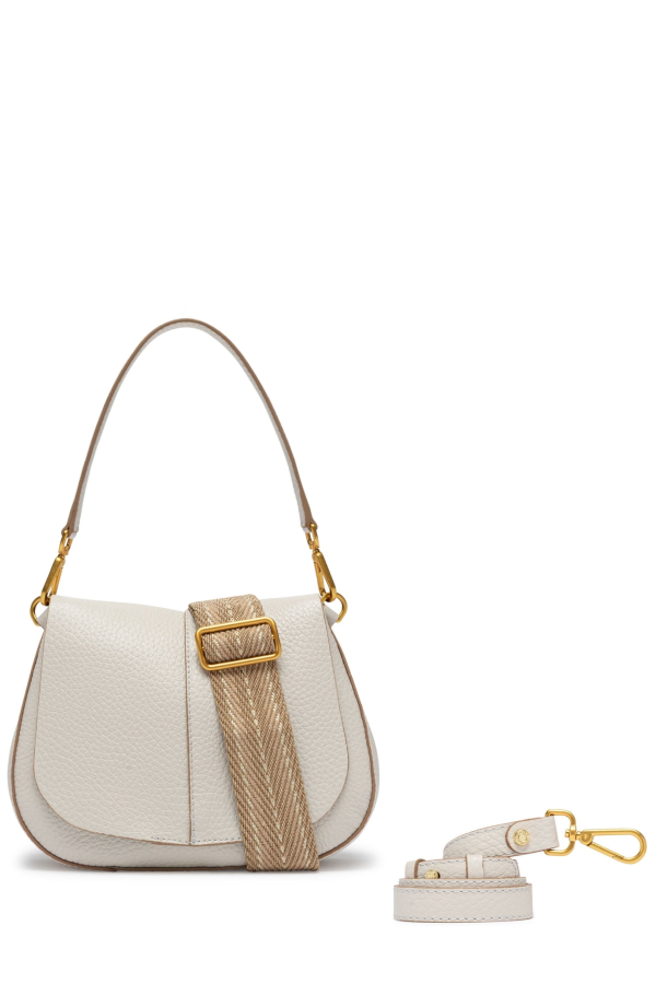 Gianni Chiarini Helena Round Leather Shoulder Bag - Off White