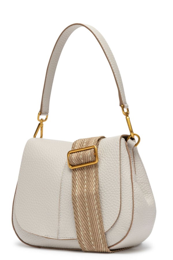 Gianni Chiarini Helena Round Leather Shoulder Bag - Off White