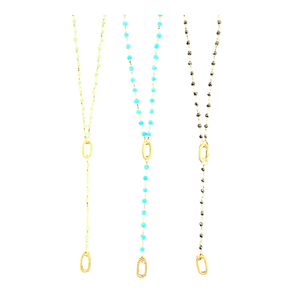 Sh Parl Gemstone Charm Holder Necklace with Extender Sh Parl Gemstone Charm Holder Necklace with Extender