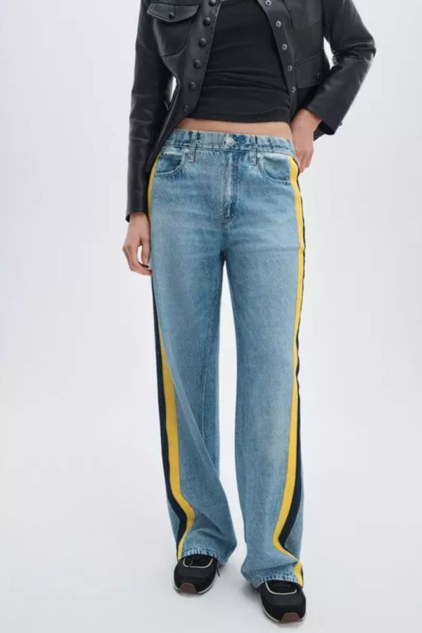 Rag & Bone rb Miramar Sport Stripe Valentina Yellow Navy Stripe Track Pants