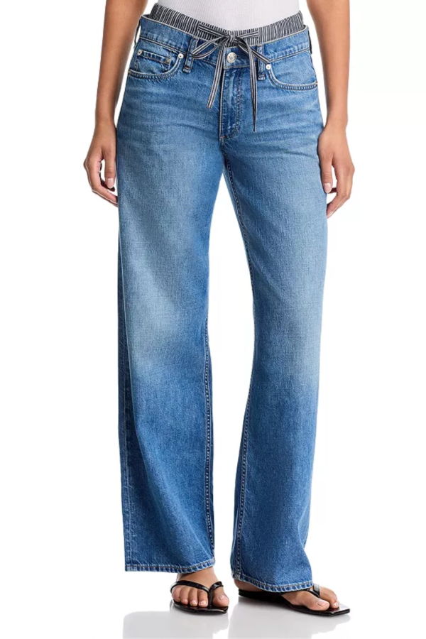 Rag & Bone Saige Relaxed Straight Boxer Jeans Miler Stripe