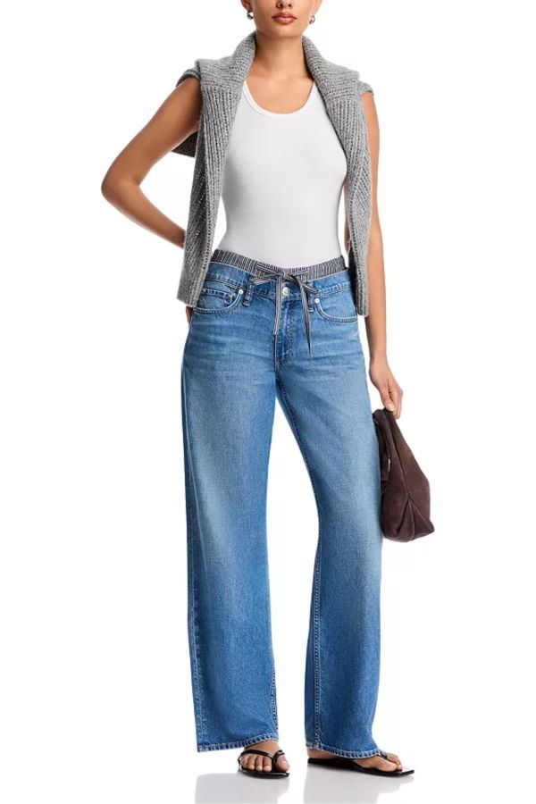 Rag & Bone Saige Relaxed Straight Boxer Jeans Miler Stripe