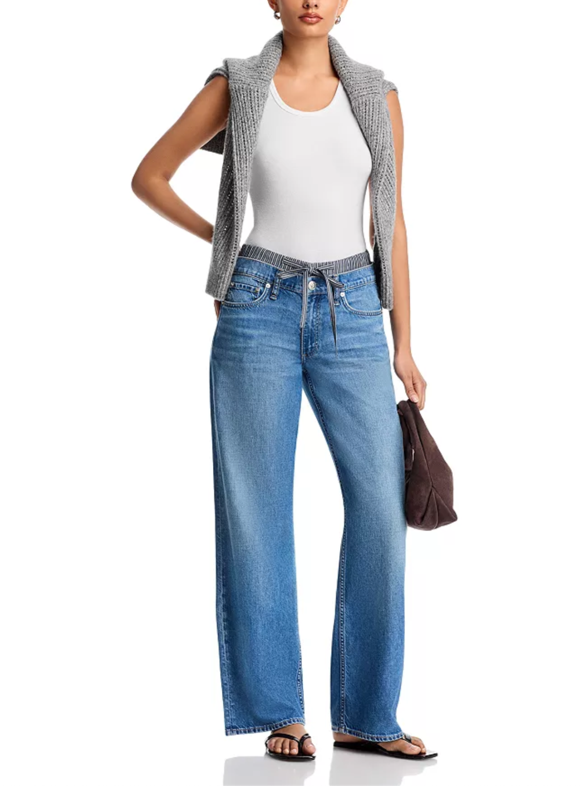 Rag & Bone Saige Relaxed Straight Boxer Jeans Miler Stripe - Image 2 of 4