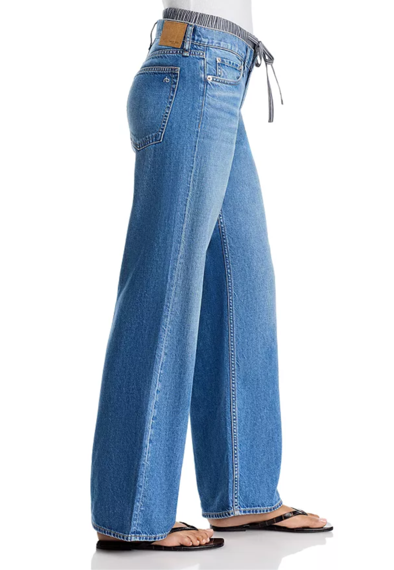 Rag & Bone Saige Relaxed Straight Boxer Jeans Miler Stripe
