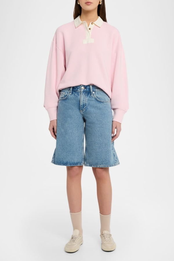 Rag & Bone Vintage Terry Oversized Polo Sweatshirt - Peony