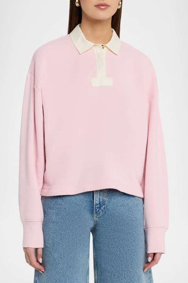 Rag & Bone Vintage Terry Oversized Polo Sweatshirt - Peony