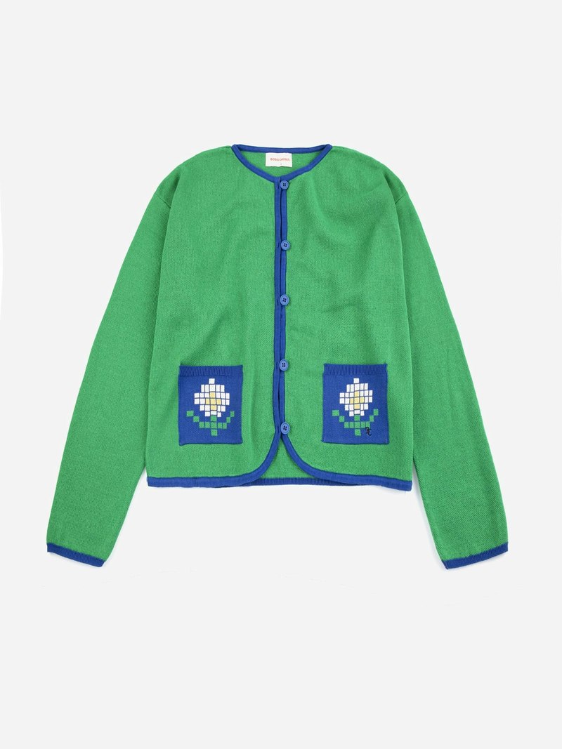 Bobo Choses Pixel Daisy Fine Cotton Cardigan