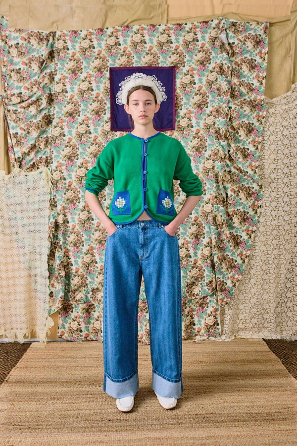 Bobo Choses Pixel Daisy Fine Cotton Cardigan