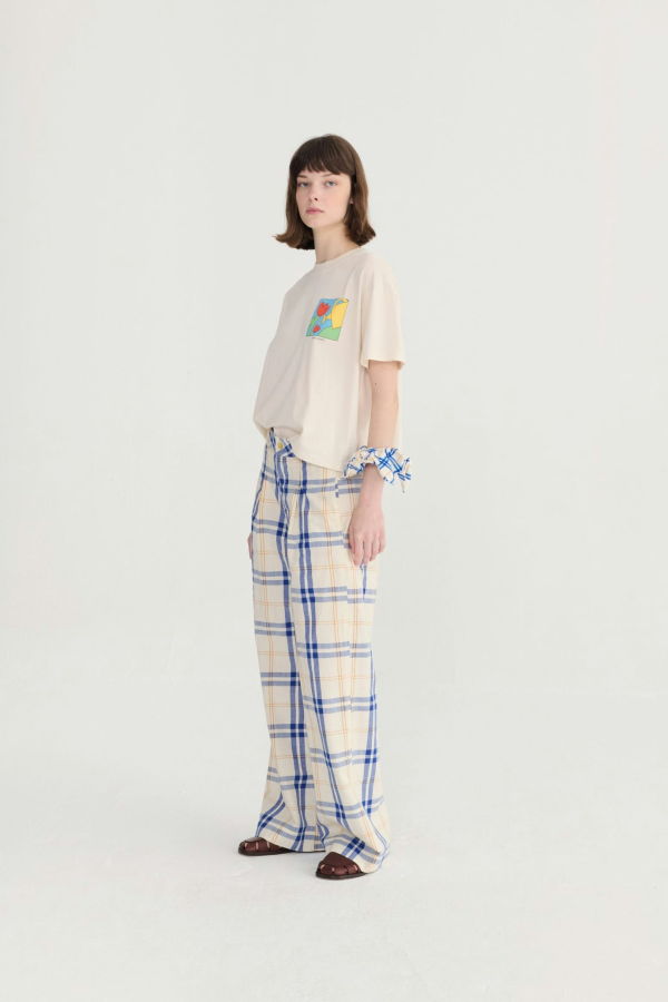 Bobo Choses Fun Tartan Twill Wide Leg Pants
