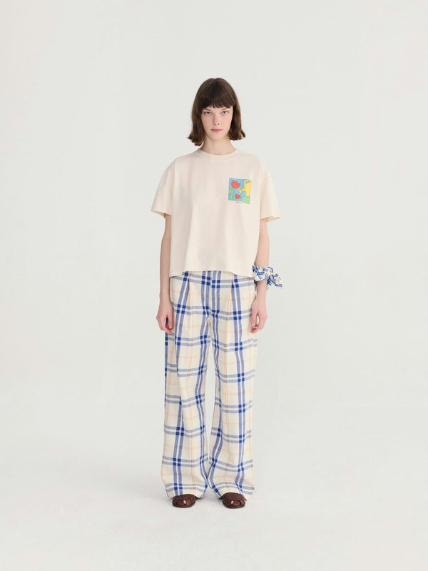 Bobo Choses Fun Tartan Twill Wide Leg Pants