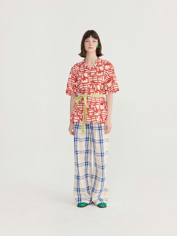 Bobo Choses Fun Tartan Twill Wide Leg Pants