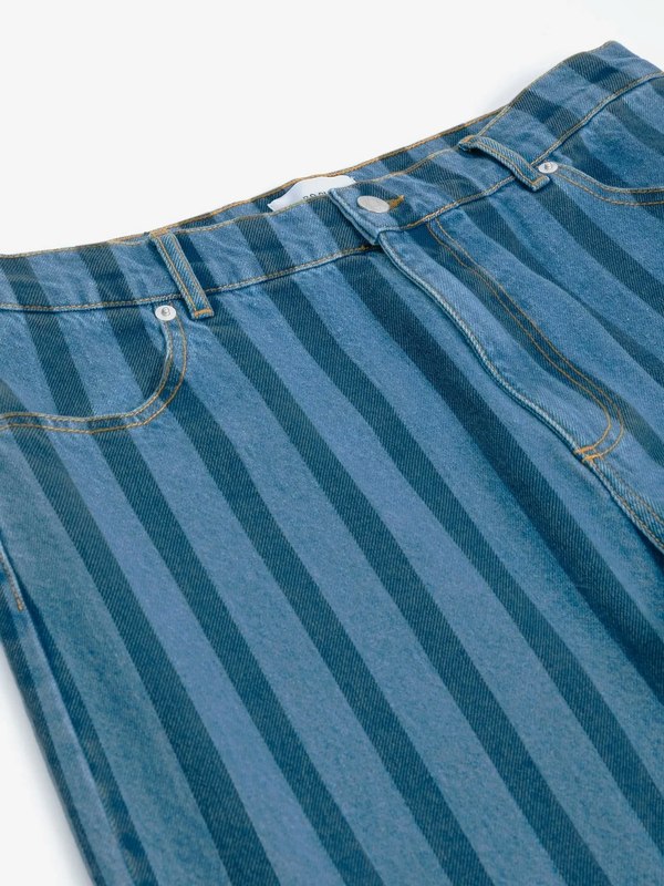 Bobo Choses Striped Wideleg Denim Pants - Blue