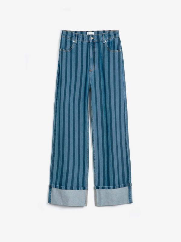 Bobo Choses Striped Wideleg Denim Pants - Blue