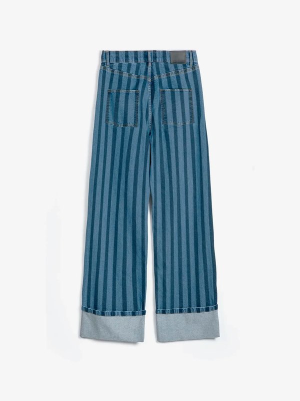 Bobo Choses Striped Wideleg Denim Pants - Blue