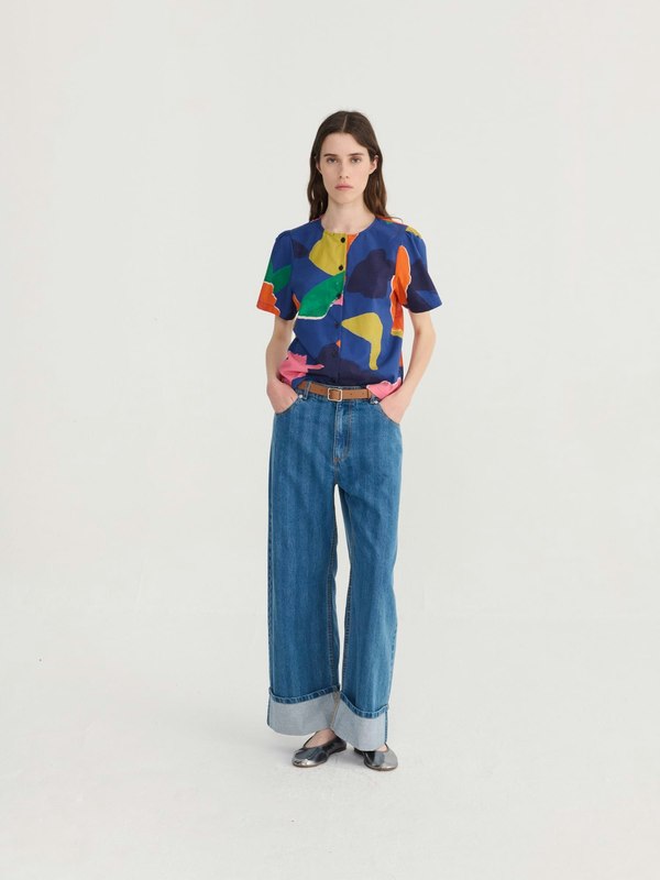 Bobo Choses Striped Wideleg Denim Pants - Blue