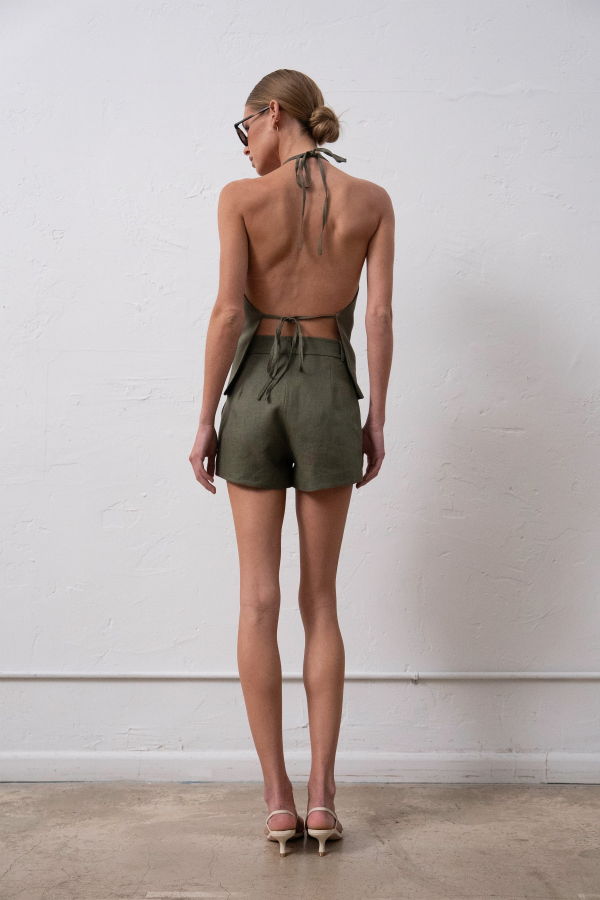 Parentezi Rose Linen Top - Olive