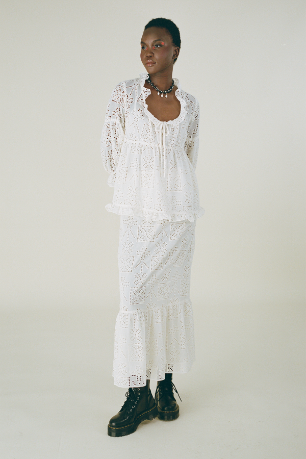 Anna Sui Aesthetic Eyelet Top - Cream