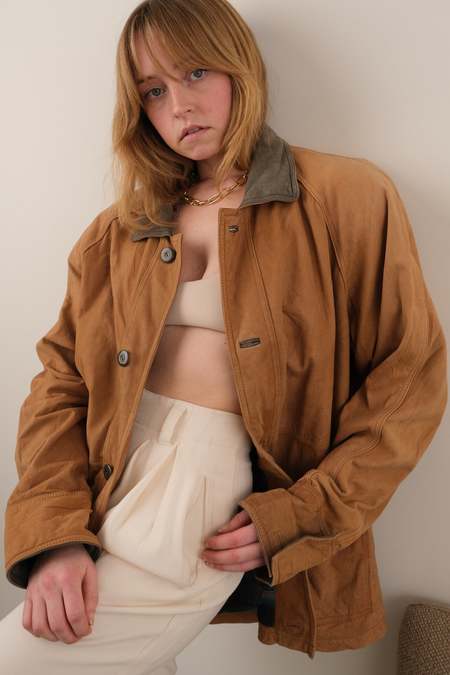 MASU SALMON GALAXY CUT LEATHER JACKET - Pink | Garmentory
