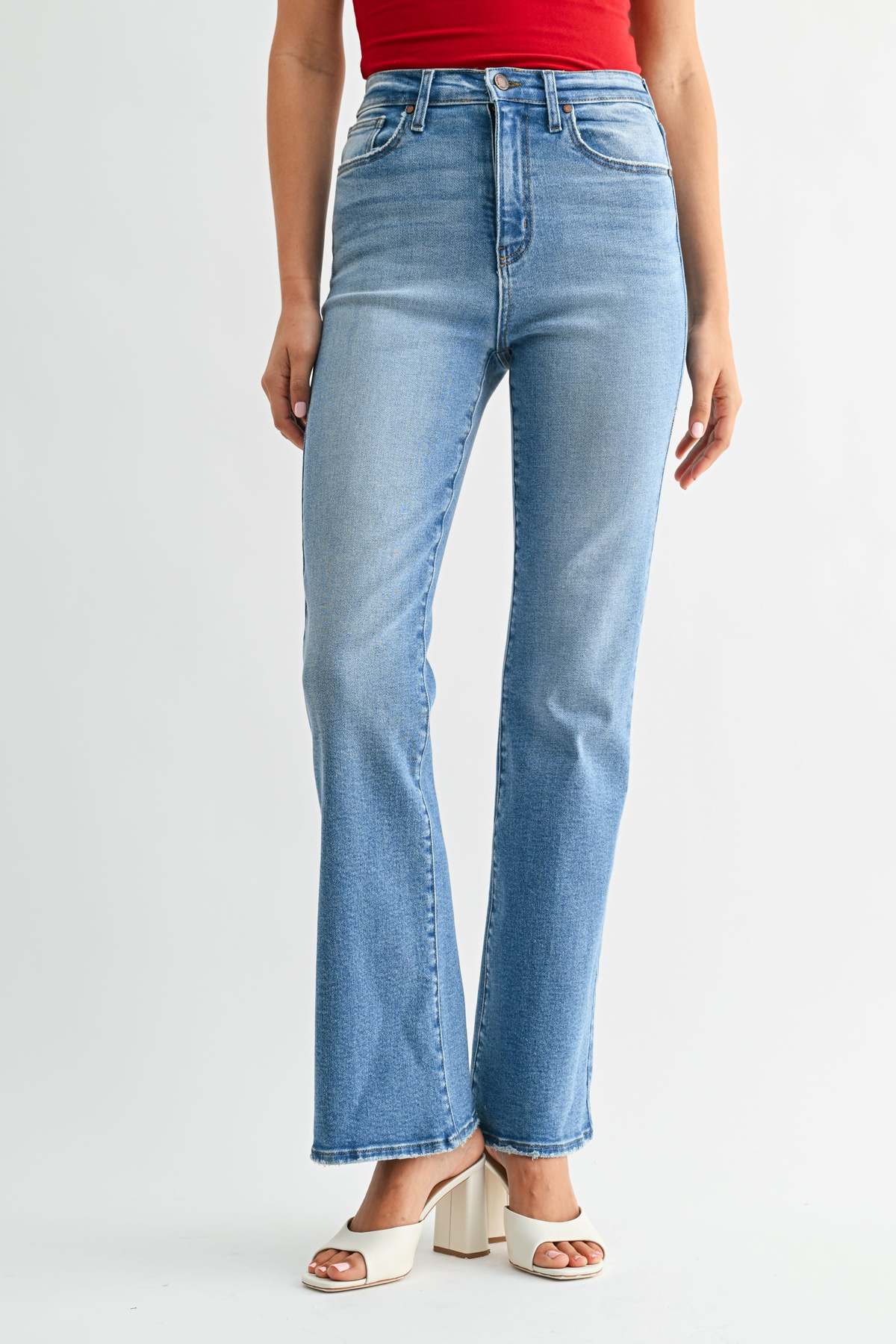 Just Black Denim The Vintage Relaxed Slight Flare Jeans - Medium Denim - Image 1 of 4