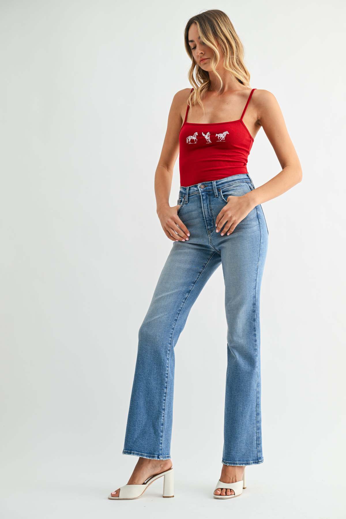 Just Black Denim The Vintage Relaxed Slight Flare Jeans - Medium Denim - Image 3 of 4