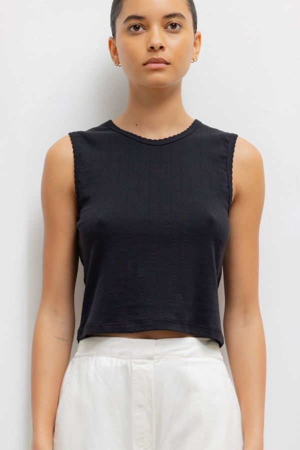 Leset Pointelle Sleeveless Crew Top