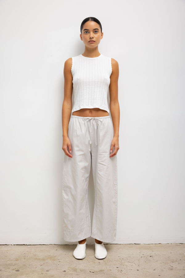 Leset Pointelle Sleeveless Crew Top