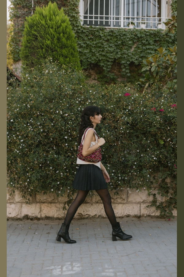 Deerah Embroidered Baguette Bag