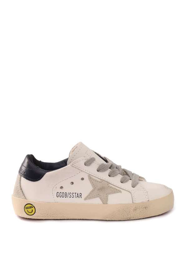 KIDS Golden Goose Super-Star Leather Upper and Heel Suede Star and Spur Shoes - White