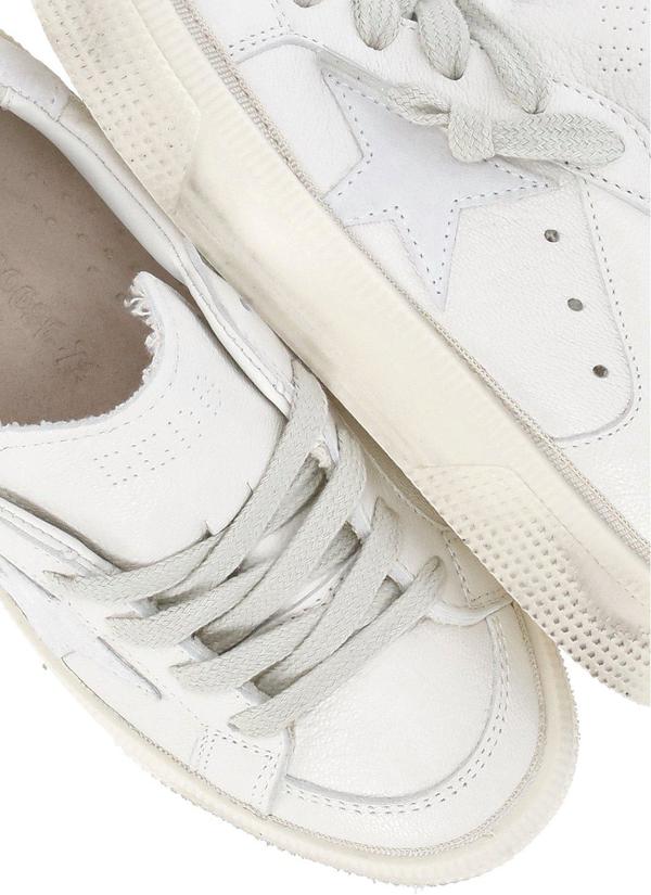 KIDS Golden Goose May Star Patch Sneakers - White