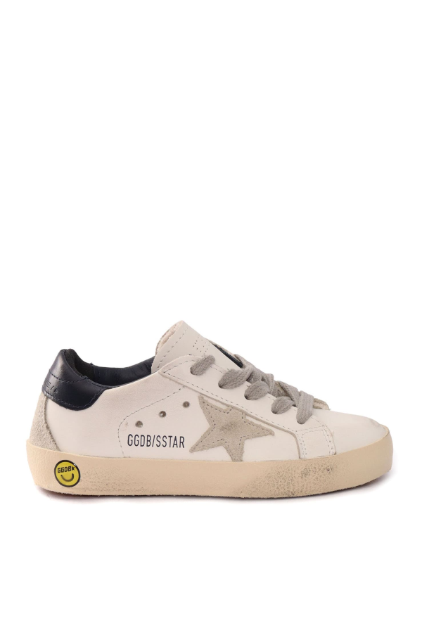 KIDS Golden Goose Super-Star Leather Upper and Heel Suede Star and Spur Shoes - White