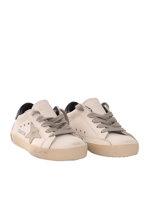KIDS Golden Goose Super-Star Leather Upper and Heel Suede Star and Spur Shoes - White