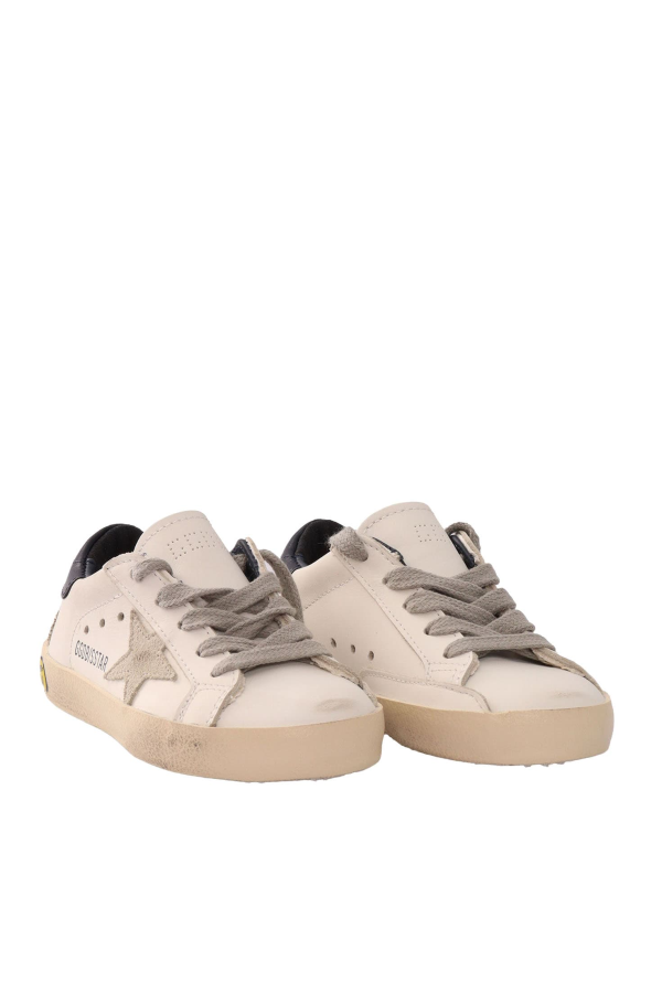 KIDS Golden Goose Super-Star Leather Upper and Heel Suede Star and Spur Shoes - White