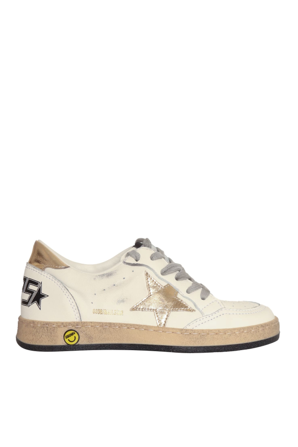 KIDS Golden Goose Ballstar Nappa Upper Laminated Star And Heel Shoes - White