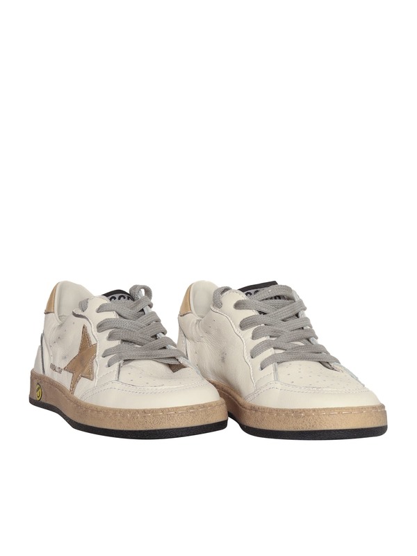 KIDS Golden Goose Ballstar Nappa Upper Laminated Star And Heel Shoes - White