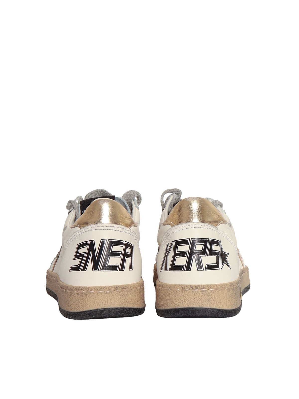 KIDS Golden Goose Ballstar Nappa Upper Laminated Star And Heel Shoes - White - Image 3 of 3