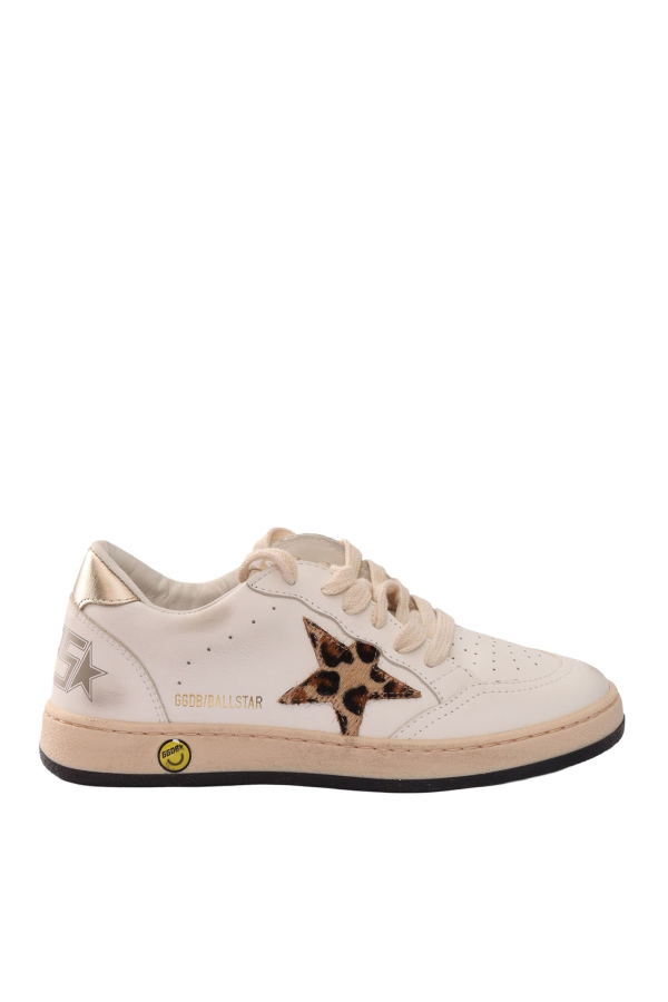KIDS Golden Goose Ball Star Leather Upper Toe Tongue And Spur Horsy Star Laminated Heel Sneakers - White
