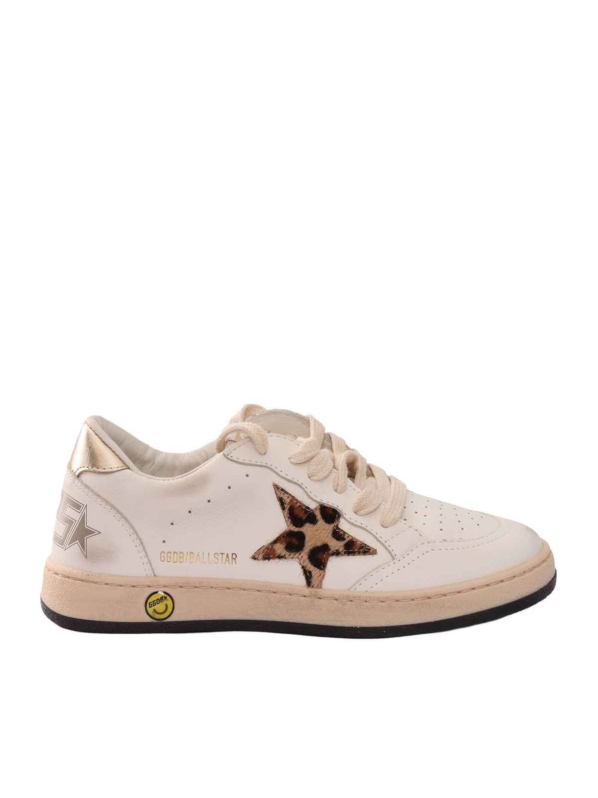 KIDS Golden Goose Ball Star Leather Upper Toe Tongue And Spur Horsy Star Laminated Heel Sneakers - White - Image 1 of 3