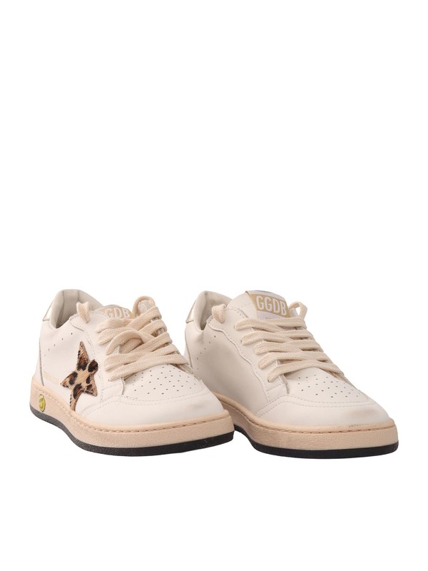 KIDS Golden Goose Ball Star Leather Upper Toe Tongue And Spur Horsy Star Laminated Heel Sneakers - White