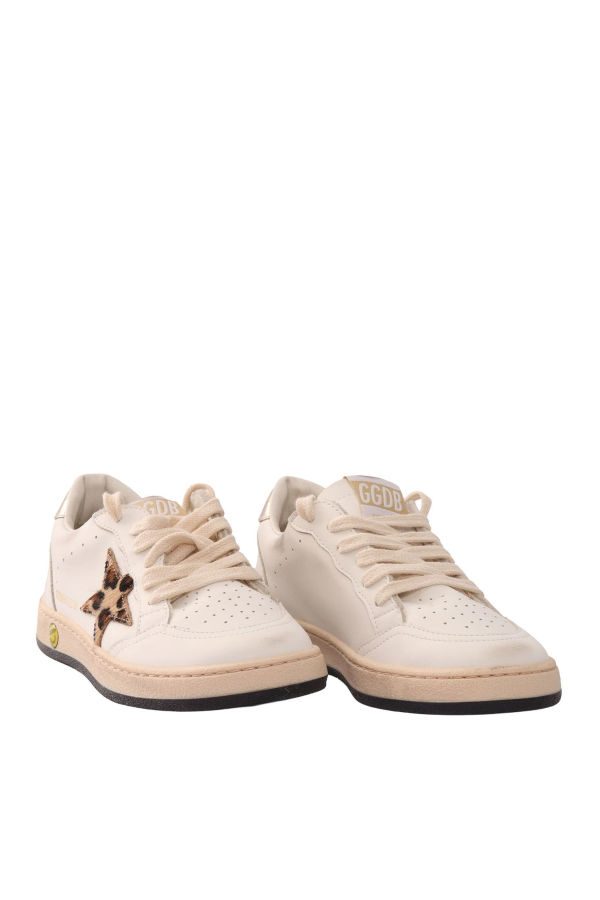 KIDS Golden Goose Ball Star Leather Upper Toe Tongue And Spur Horsy Star Laminated Heel Sneakers - White
