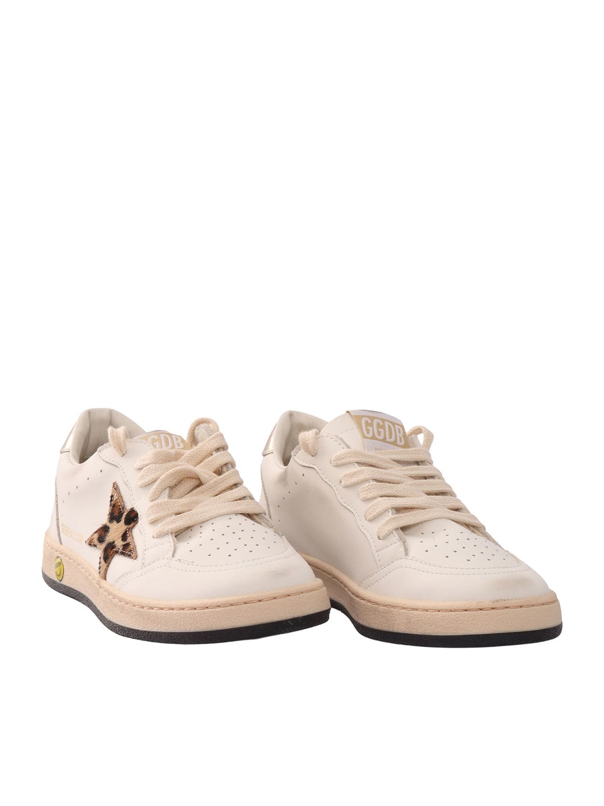 KIDS Golden Goose Ball Star Leather Upper Toe Tongue And Spur Horsy Star Laminated Heel Sneakers - White - Image 2 of 3