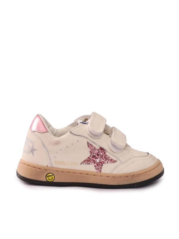 KIDS Golden Goose Ballstar Strap Nappa Upper Glitter Star Laminated Heel Shoes - White KIDS Golden Goose Ballstar Strap Nappa Upper Glitter Star Laminated Heel Shoes - White