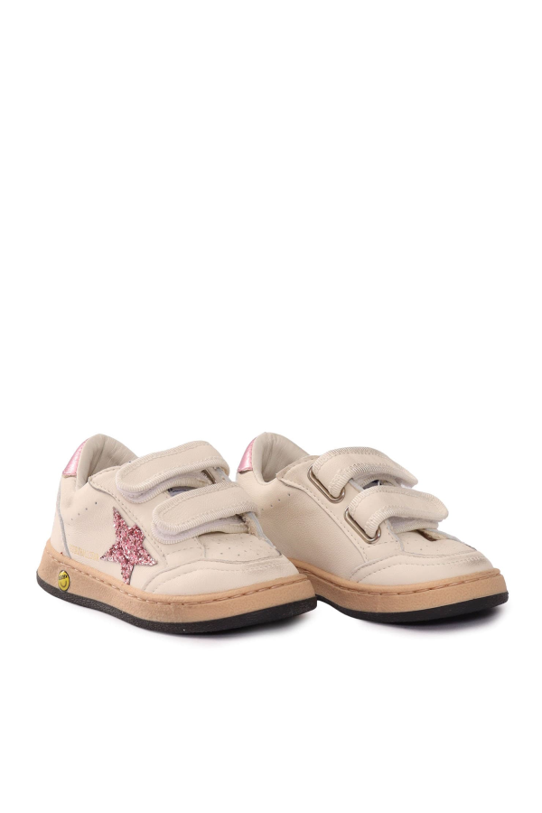 KIDS Golden Goose Ballstar Strap Nappa Upper Glitter Star Laminated Heel Shoes - White
