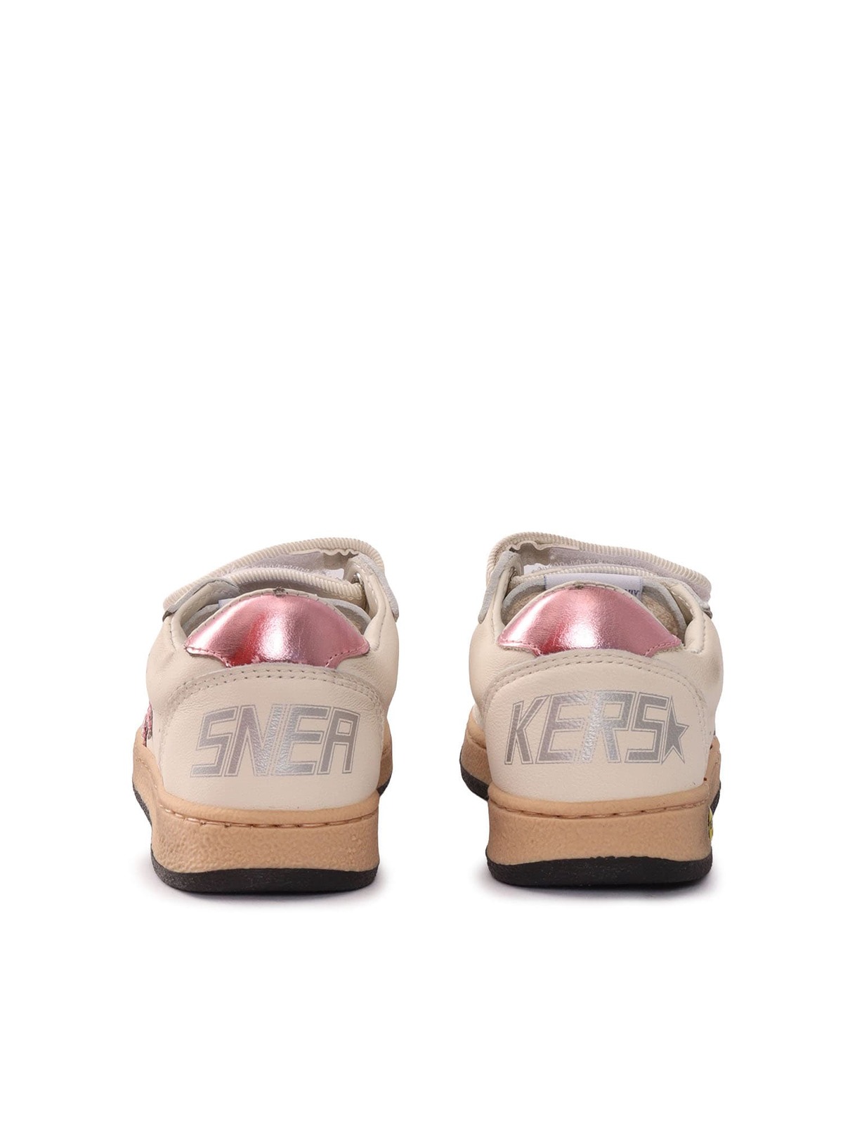 KIDS Golden Goose Ballstar Strap Nappa Upper Glitter Star Laminated Heel Shoes - White - Image 3 of 3