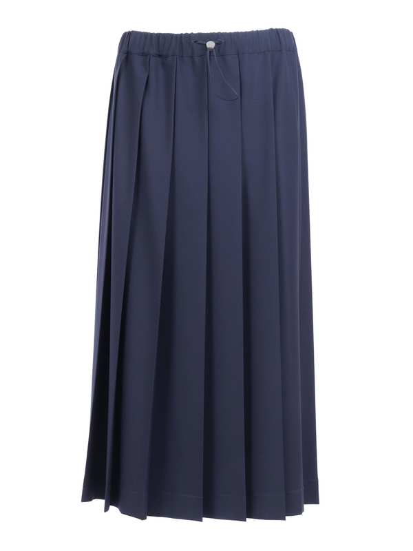 Fabiana Filippi Tech Wool Pleated Skirt With Elastic Waistband - Blue