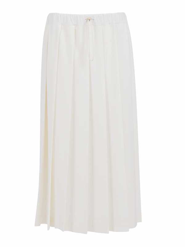 Fabiana Filippi Tech Wool Pleated Skirt With Elastic Waistband - White